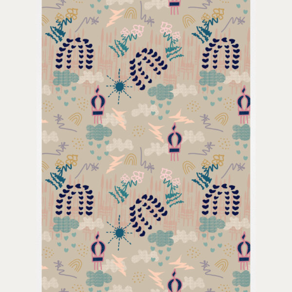 Up And Away Gold Pattern Print